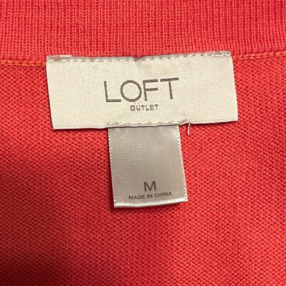 LOFT Orange Cardigan, Size M - Picture 6 of 6